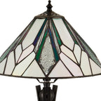 Interiors 1900 Astoria Tiffany Small Table Lamp in Black with Iridised Glass Inserts