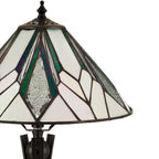 Interiors 1900 Astoria Tiffany Small Table Lamp in Black with Iridised Glass Inserts