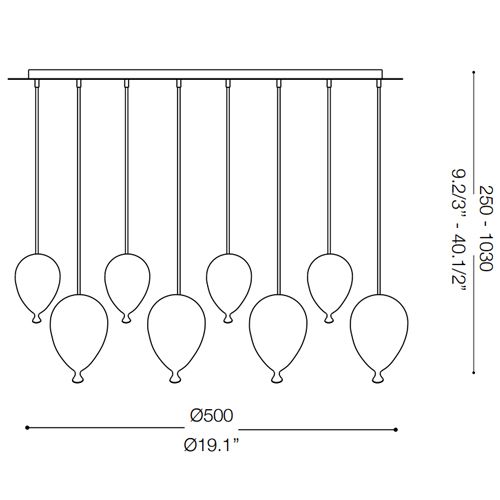Ideal Lux 100883 Clown 8 Lt White Cluster Pendant Glass Balloon Shade