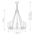 Collier 5 Light Chandelier Black Oxide with Clear Seeded Glass