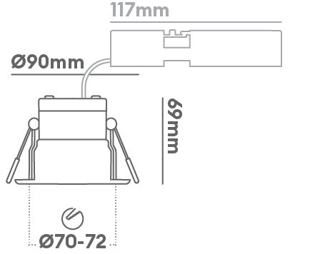 Collingwood H4 Lite CSP IP65 CCT Switchable Downlight 2700K / 3000K / 4000K White Bezel