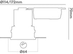 Collingwood H5 Trimless,Plaster-in Dimmable Fire-Rated Fixed Downlight Matt White 3000K