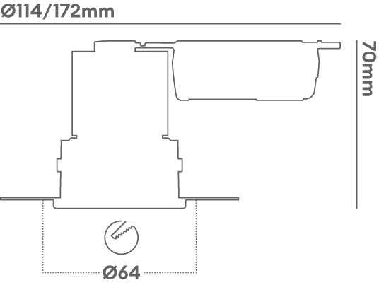 Collingwood H5 Trimless,Plaster-in Dimmable Fire-Rated Fixed Downlight Matt White 3000K