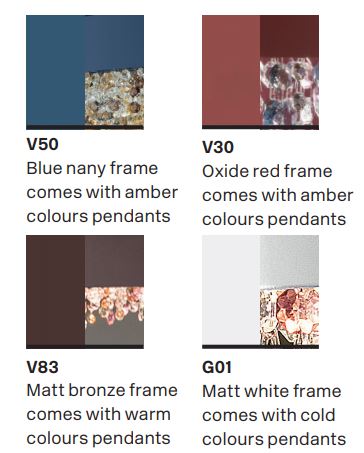 Masiero Ola Ceiling Large 90cm Pendant 8 x E27 Navy Blue Amber Colours OLA-S6-90-V50