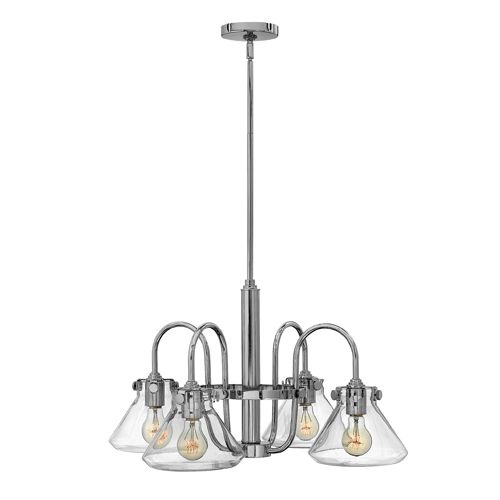 Hinkley Congress 4 Light Pendant Light in Chrome with Clear Cone Shade