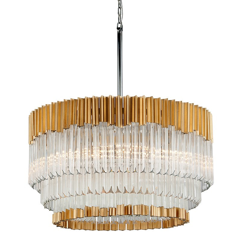 Corbett Charisma 8 Light Pendant Light in Polished Stainless with Gold Leaf