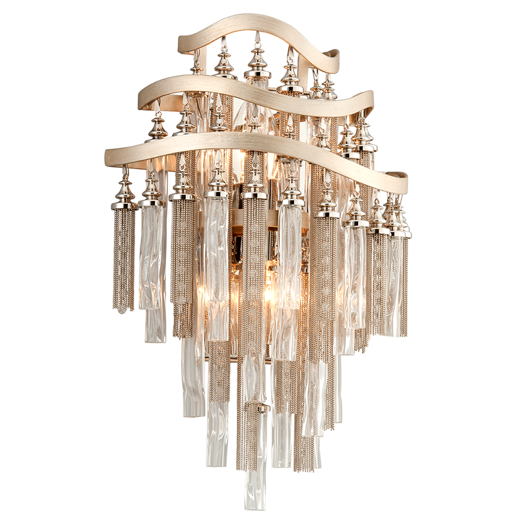 Corbett Chimera Large 2 Light Wall Light in Silver Leaf