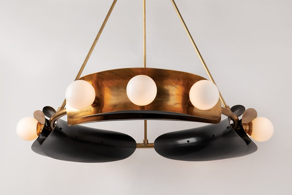 Corbett Hopper 9 Light Chandelier in Brass Bronze