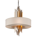 Corbett Modernist Large 6 Light Pendant Light in Silver Gold Leaf