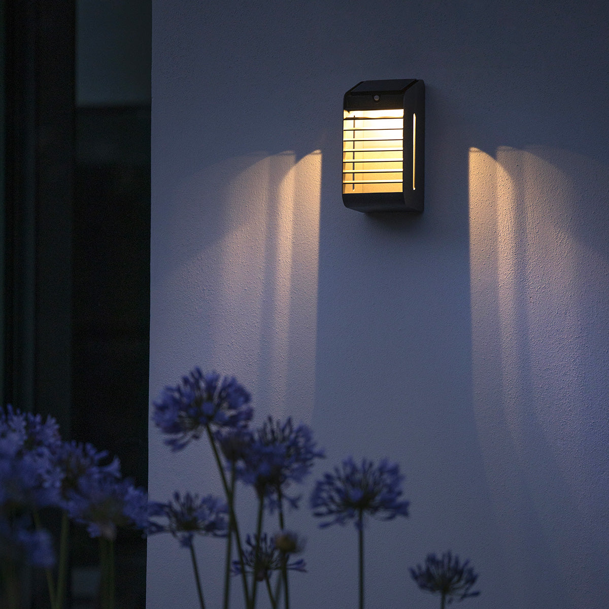 Corner 500lm Solar & Rechargeable Wall Light - Space Grey Aluminium with Motion Sensor