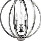 Feiss Corinne Medium 3 Light Orb Pendant Light in Polished Nickel with Crystal