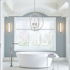 Feiss Corinne Medium 3 Light Orb Pendant Light in Polished Nickel with Crystal