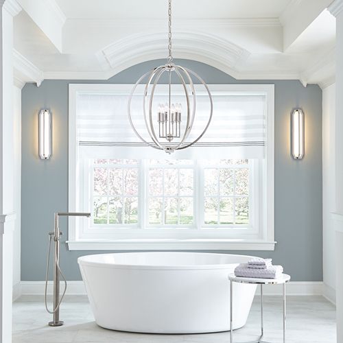 Feiss Corinne Medium 3 Light Orb Pendant Light in Polished Nickel with Crystal