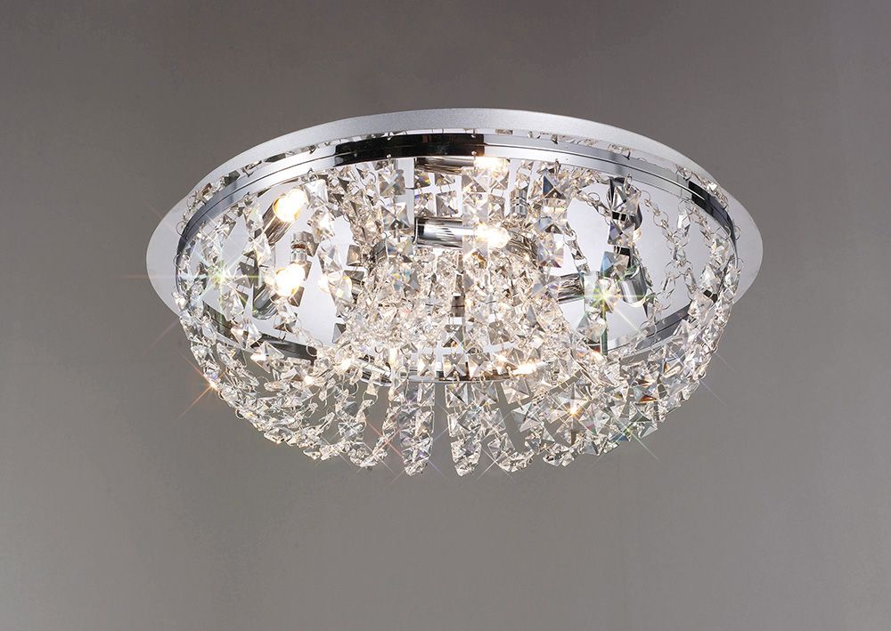 Diyas Cosmos 5 Light Flush Ceiling Light in Polished Chrome with Crystal