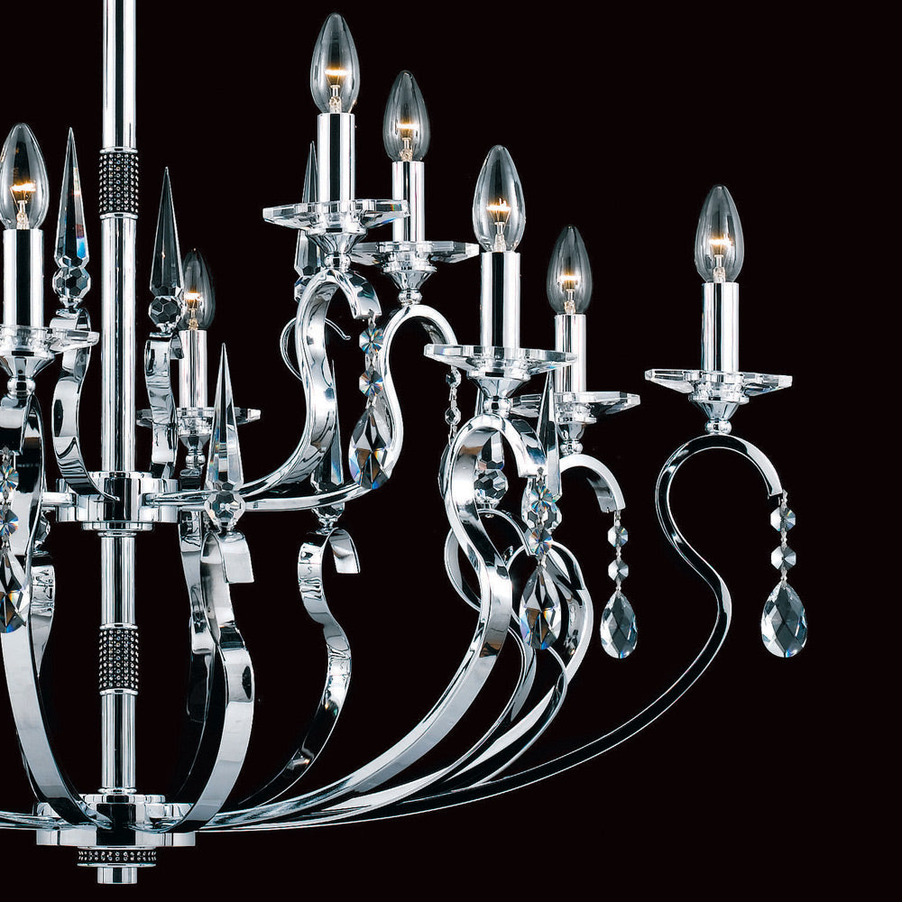 Novena Bruso 12 Light Multi-Arm Fitting Chrome Crystal Droplets CAS/905010