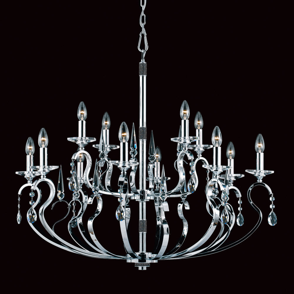 Novena Bruso 12 Light Multi-Arm Fitting Chrome Crystal Droplets CAS/905010