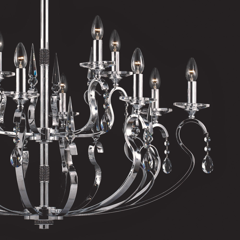Novena Bruso 12 Light Multi-Arm Fitting Gunmetal Crystal Droplets CAS/905011