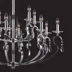 Novena Bruso 12 Light Multi-Arm Fitting Gunmetal Crystal Droplets CAS/905011