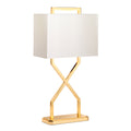 Elstead Cross Table Lamp in Polished Gold with Ivory Shade