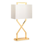 Elstead Cross Table Lamp in Polished Gold with Ivory Shade