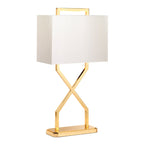 Elstead Cross Table Lamp in Polished Gold with Ivory Shade