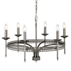 Elstead Crown 6 Light Chandelier in Hand Painted Grey Iron Gate