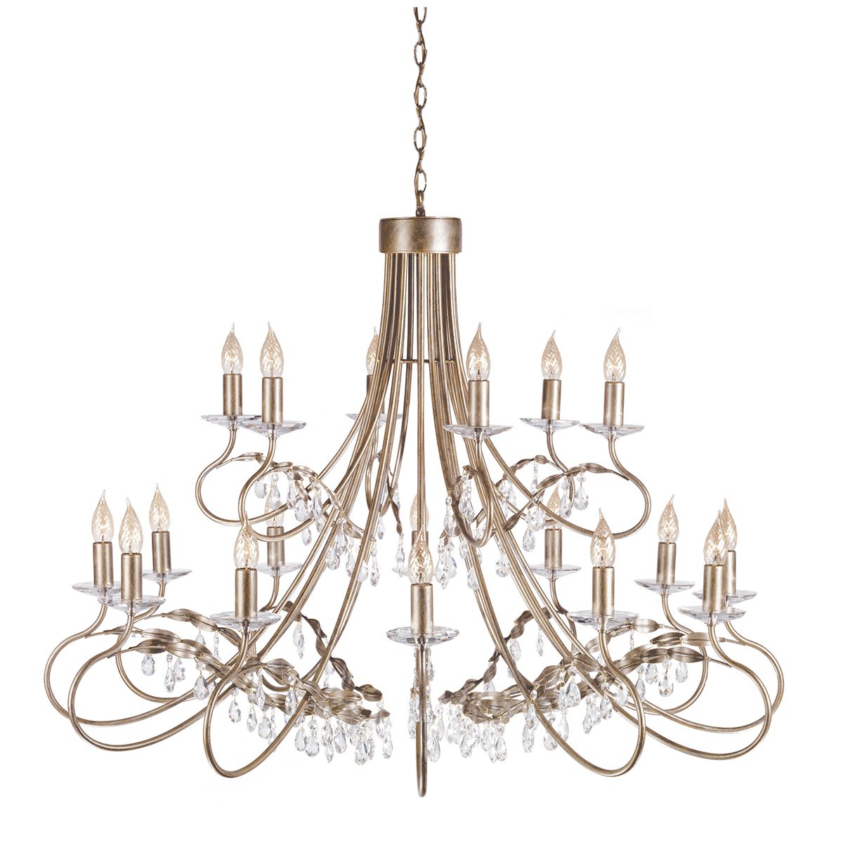 Elstead Christina 18 Light 2 Tier Chandelier in Silver Gold Finish