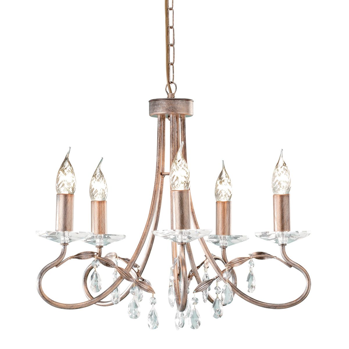 Elstead Christina 5 Light Silver Gold Chandelier CRT5