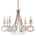 Elstead Christina 8 Light Chandelier in Silver Gold with Crystal Droplets