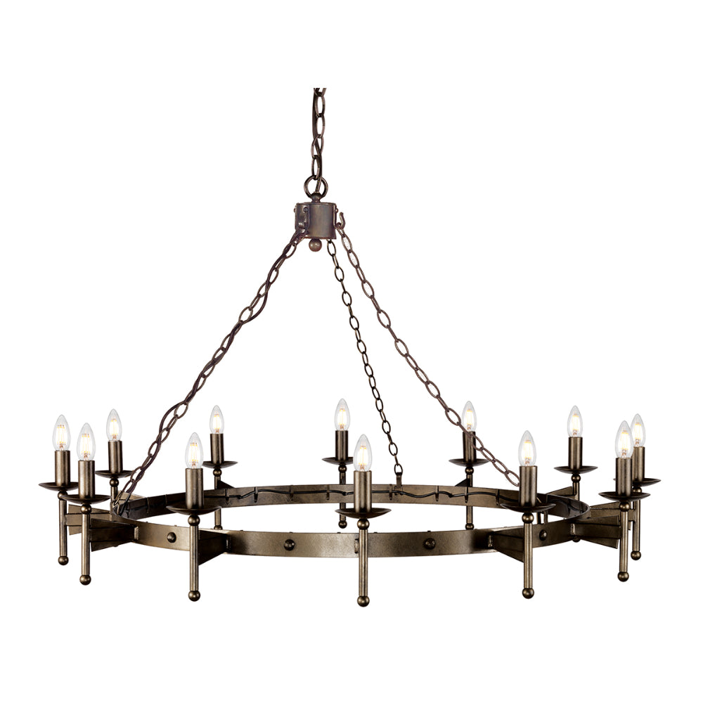 Elstead Cromwell 12 Light Chandelier in Hand Painted Bronze