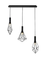 Deco Kristoff 3 Light Linear Bar Pendant Light in Black