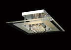 Diyas Delmar 4 Light Square Flush Ceiling Light in Polished Chrome with Crystal