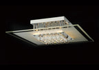 Diyas Delmar 6 Light Square Flush Ceiling Light in Polished Chrome with Crystal