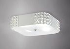 Diyas Denver Small 4 Light Flush Ceiling Light in White with Crystal