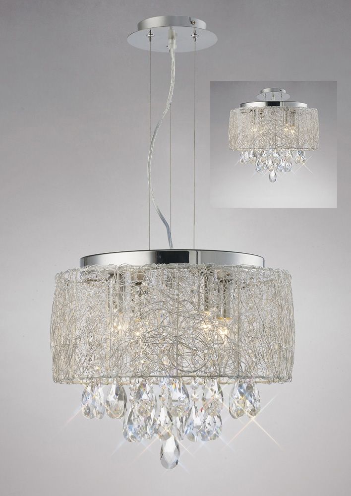 Diyas Adeline 4 Light Pendant Light in Polished Chrome with Crystal