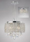 Diyas Adeline 4 Light Pendant Light in Polished Chrome with Crystal