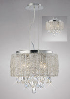 Diyas Adeline 4 Light Pendant Light in Polished Chrome with Crystal