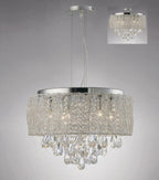 Diyas Adeline 6 Light Pendant Light in Polished Chrome with Crystal