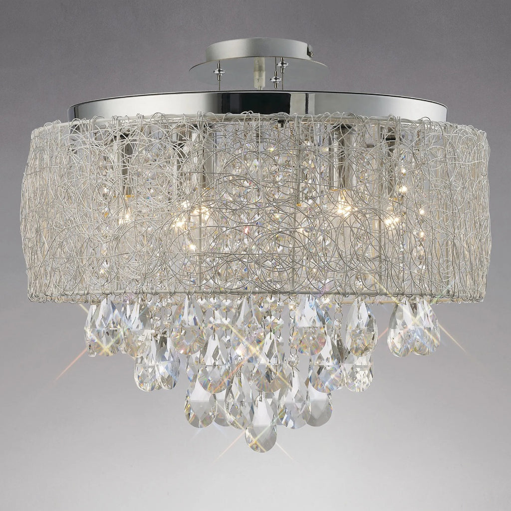 Diyas Adeline 6 Light Pendant Light in Polished Chrome with Crystal