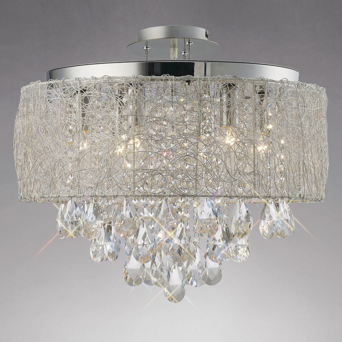 Diyas Adeline 6 Light Pendant Light in Polished Chrome with Crystal