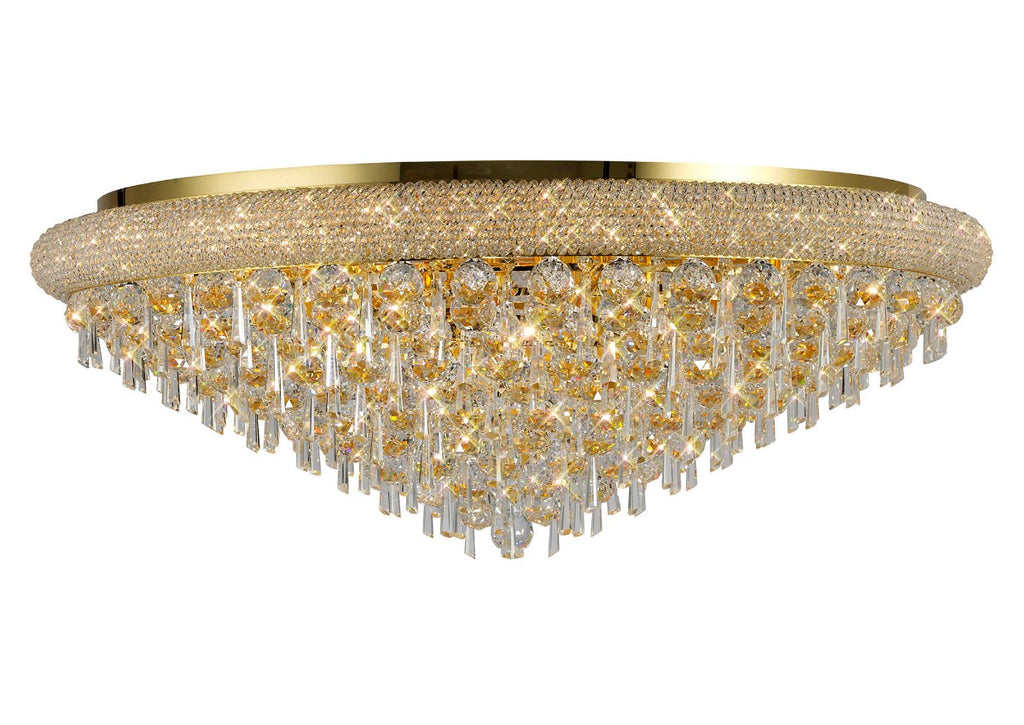 Diyas Alexandra 18 Light Ceiling Light in Gold with Crystal