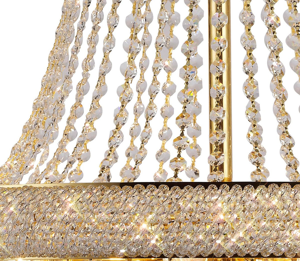 Diyas Alexandra 18 Light Pendant Light in Gold with Crystal