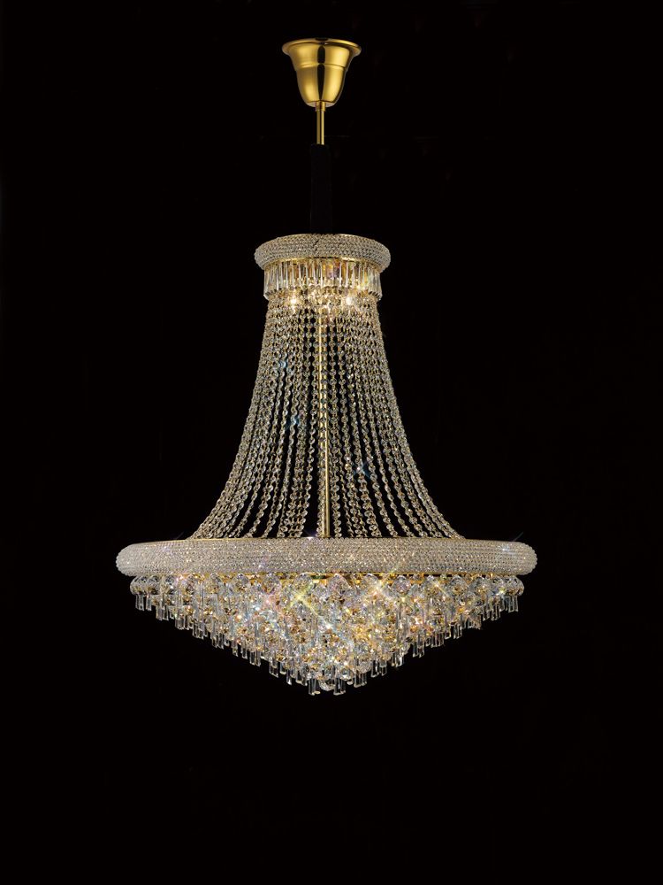 Diyas Alexandra 18 Light Pendant Light in Gold with Crystal