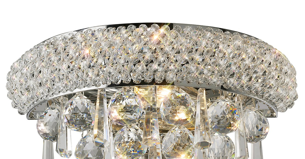 Diyas Alexandra 2 Light Small Wall Light in Polished Chrome with Crystal