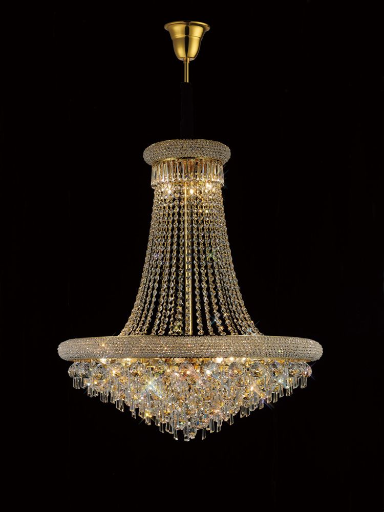 Diyas Alexandra 20 Light Pendant Light in Gold with Crystal