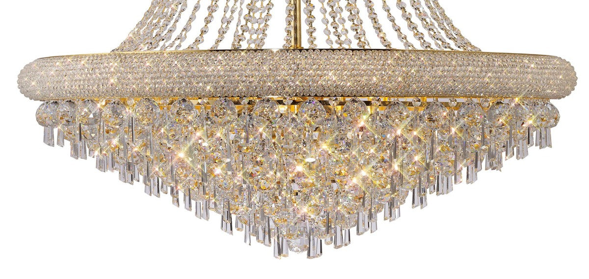 Diyas Alexandra 20 Light Pendant Light in Gold with Crystal