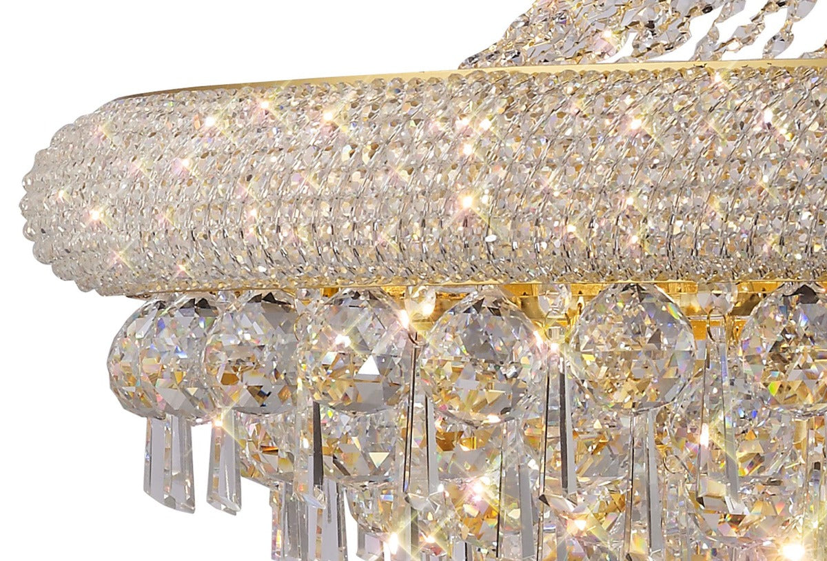 Diyas Alexandra 20 Light Pendant Light in Gold with Crystal