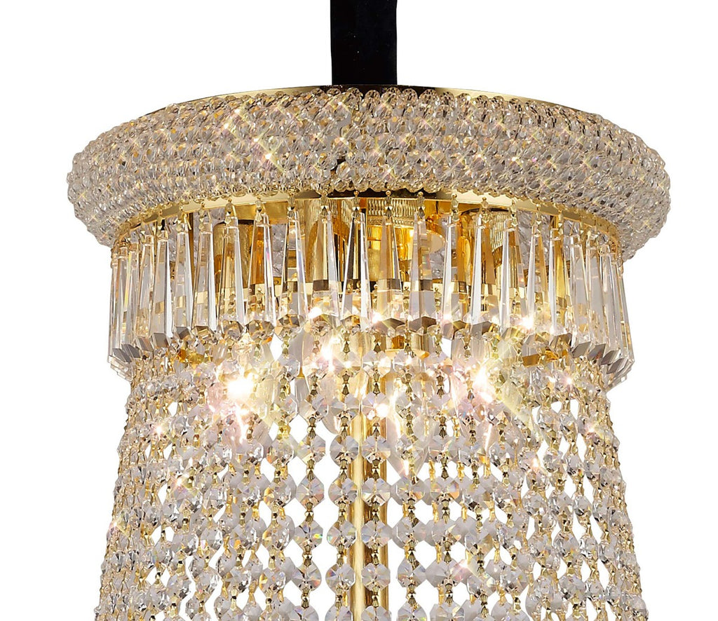 Diyas Alexandra 20 Light Pendant Light in Gold with Crystal