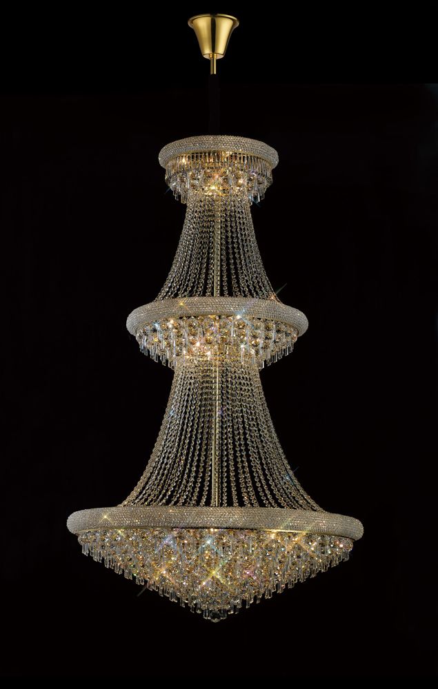 Diyas Alexandra 29 Light 3 Tier Pendant Light in Gold with Crystal