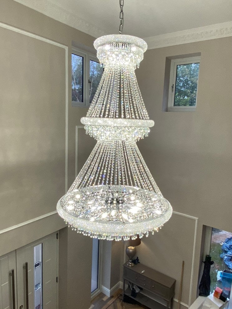 Diyas Alexandra 29 Light 3 Tier Pendant Light in Polished Chrome with Crystal